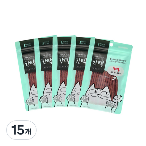 간택 고양이 간식, 소고기 + 타우린 혼합맛, 50g, 15개
