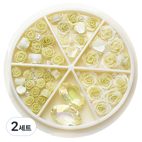 플라워 믹스스톤 네일파츠 세트 KN-P107, 혼합색상(KN-P1073), 2개