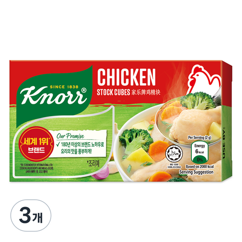 크노르 스톡 큐브 치킨, 60g, 3개 빽쿡치킨스테이크 크노르 스톡 큐브 치킨, 60g, 3개 빽쿡치킨스테이크