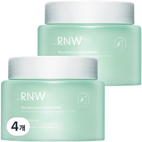 알엔더블유 모이스처 슬리핑 마스크 속건조 보습 수면 팩, 4개, 100ml