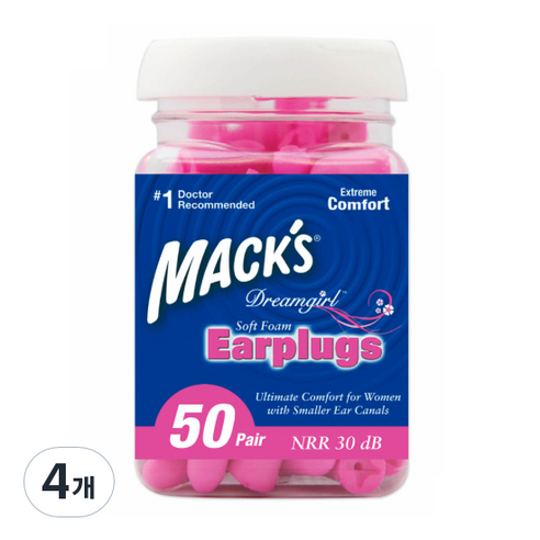 Macks 여성용 드림걸 수면귀마개, 4개, 50쌍