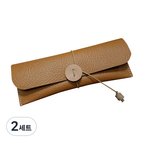 더보테가 핸드메이드 가죽 필통 + 펜슬캡 세트 각인 무, 버팔로 엠보 탄, 2세트