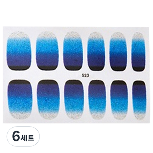 슈퍼식스 간단한 셀프 네일스티커 12p QB523, 혼합 색상, 6세트