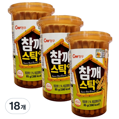 청우식품 참깨스틱 진, 85g, 18개