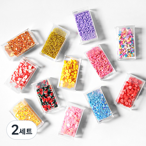 투영 네모케이스슬라임 토핑파츠 12종세트, 2세트, 혼합색상