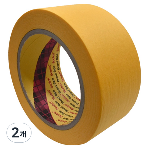 스카치 쓰리엠 무잔사 내열 종이 마스킹 테이프 노란색 48mm x 50m, 2개