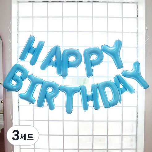 이베이비랜드 셀프 백일상 생일 은박 풍선 세트, 하늘, 3세트