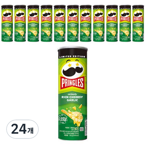 프링글스 리치 치즈 갈릭맛, 102g, 24개