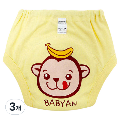 베이비앙 배변훈련팬티, 옐로우(원숭이), 3개
