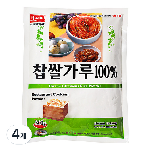 화미_찹쌀가루100%(국산/면세), 300g, 4개