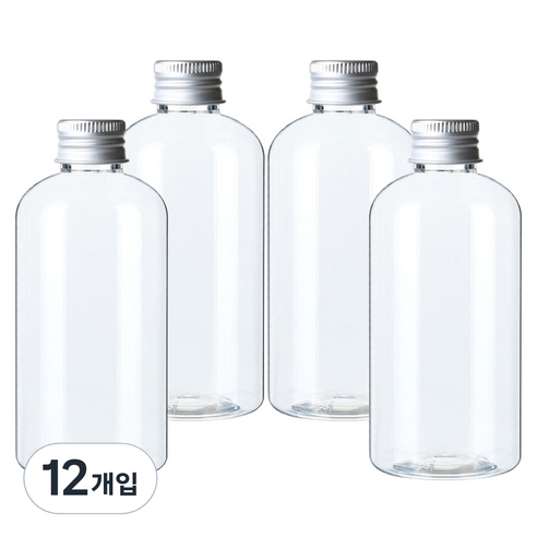 병도매닷컴 DTB250 투명 음료용기 알루미늄 실버캡, 250ml, 12개