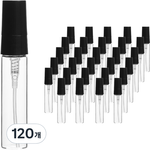 PP캡 스프레이 용기 5ml, 120개, 투명(용기) + 블랙(캡)
