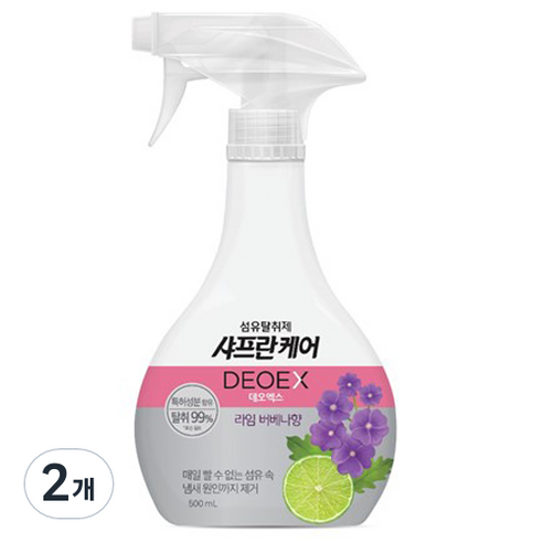 샤프란 케어 바이럭스 섬유탈취제 라임 버베나, 500ml, 2개