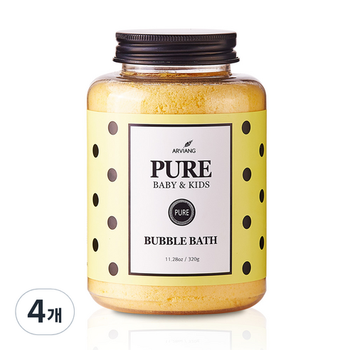 아르비앙 유아용 퓨어 버블바스 거품입욕제 상쾌한 레몬, 320g, 4개