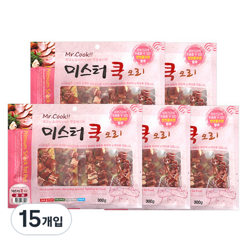 강아지 미스터쿡 큐브 져키, 오리, 300g, 15개