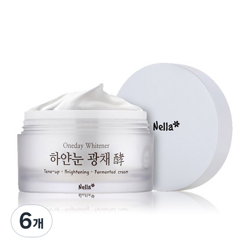 넬라 원데이 화이트너 하얀눈 톤업 광채 발효 크림 50ml, 6개