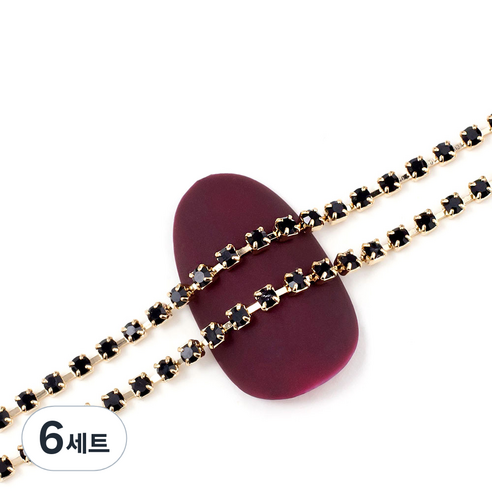 젤로젤로 고급 네일 체인 줄란세트 30cm, 블랙 골드, 6세트