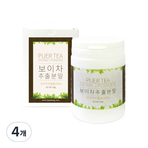 갑당약초 보이차 추출물 분말 고급형, 100g, 4개, 1개입