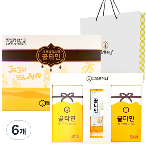 꿀타민 제주벌꿀 스틱 선물세트 8호 12g x 21p + 쇼핑백, 252g, 6개