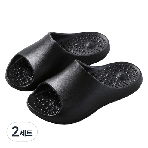 언헤브 스타일리쉬 지압 슬리퍼 세트 260, 01 블랙, 2세트