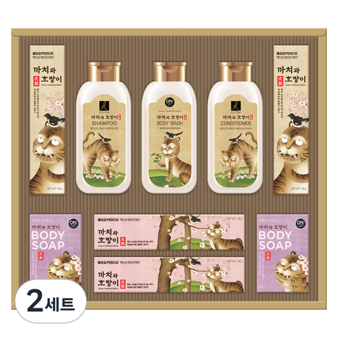 LG생활건강 선물세트 까치와 호랑이 P호 A3, 2세트