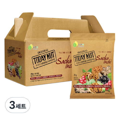 투데이넛 너트한줌 사차인치 견과 선물세트 30개입, 600g, 3세트