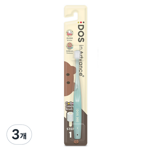 DOS 인어드밴스 360 1단계 아기칫솔, 랜덤발송, 1개입, 3개