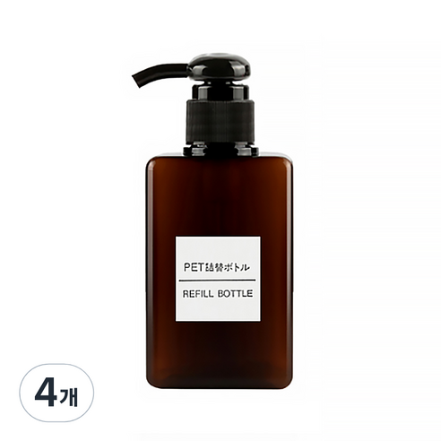 DM 알럽홈 컬러 펌프 용기 450ml, 브라운, 4개