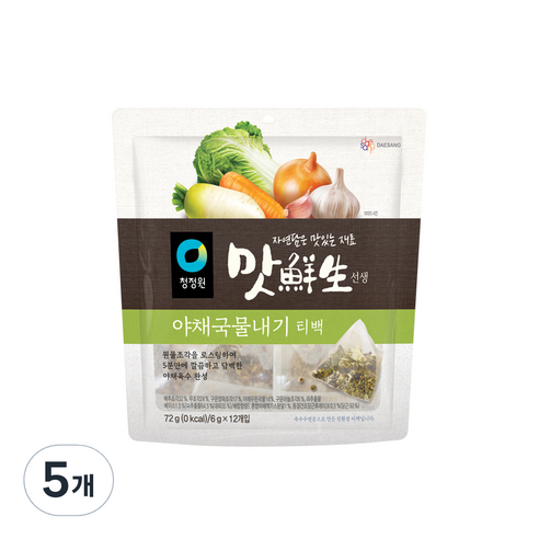 대상 청정원 맛선생 야채국물내기 티백 12p, 72g, 5개