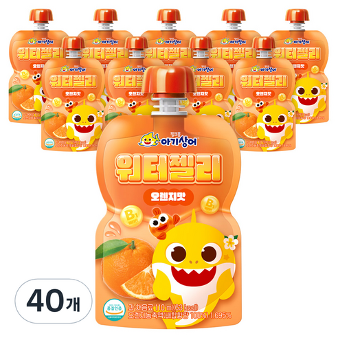 아텍스 핑크퐁 아기상어 워터젤리, 40개, 오렌지맛, 110ml
