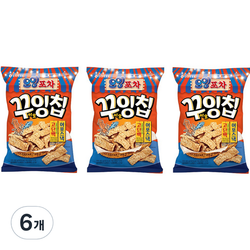 롯데제과 오잉포차 꾸이오잉칩, 6개, 100g