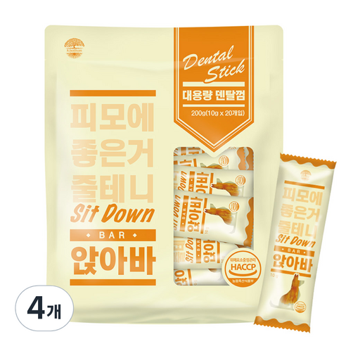 앉아바 덴탈껌 강아지 간식 20p, 피모건강, 200g, 4개