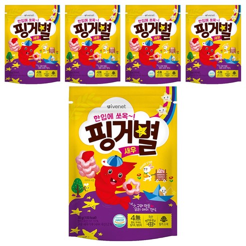 아이배냇 아동용 핑거별 쌀과자, 새우맛, 5개