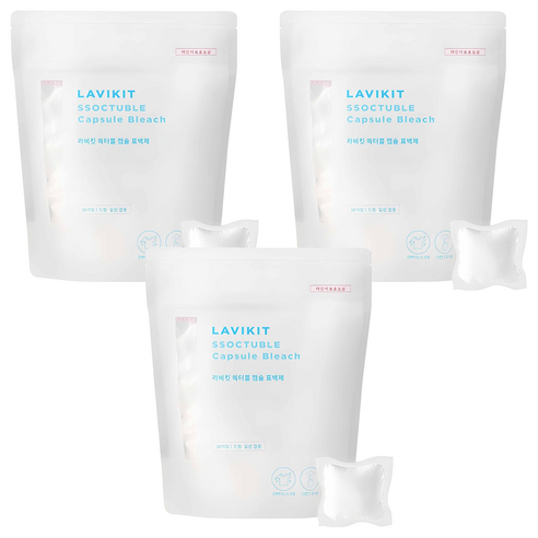 라비킷 쏙터블 캡슐형 표백제 30p, 390g, 3개
