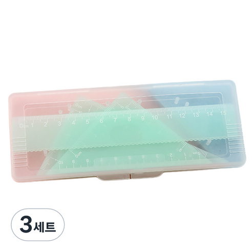 세븐집 파스텔 삼각자 각도기 4종 세트, 그린, 3세트