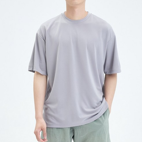 게인스보로 남성용 오버핏 UV 쿨 마이크로아이스 라운드 티셔츠