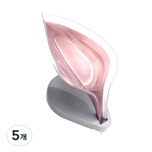 나뭇잎 비누 받침, 다크핑크, 5개