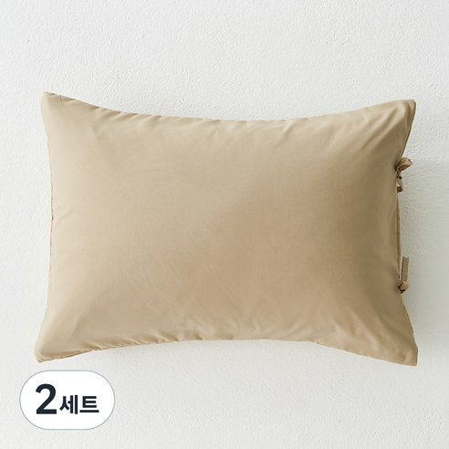 라뽐므 노르빅 호텔 베이직 베개솜 + 베개커버 리본형 세트, 퓨어화이트 + 카멜베이지, 2세트