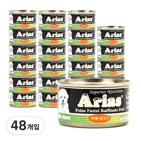 아리아스 강아지용 저지방 다이어트 캔 100g, 아채 + 닭고기 혼합맛, 48개