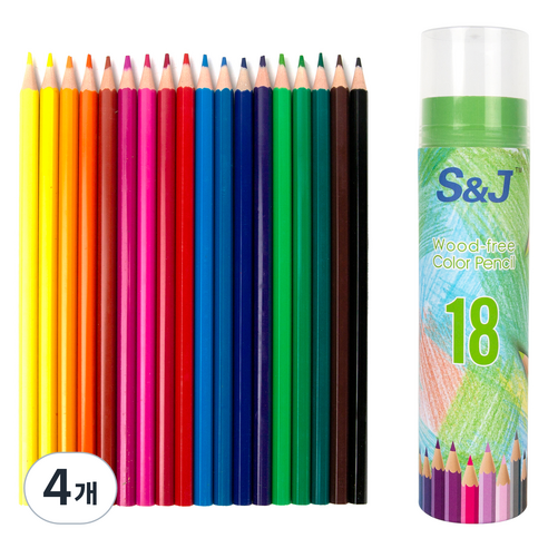 온비유 프리미엄 드로잉 색연필 17.5cm, 18색, 4개