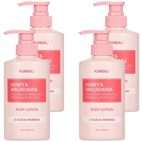 쿤달 허니 앤 마카다미아 퓨어 바디로션 아카시아 모링가향, 500ml, 4개
