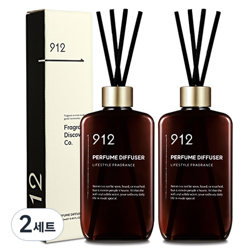 912 퍼퓸 디퓨저 소프트 코튼 2p + 리드스틱 8p, 250ml, 2세트