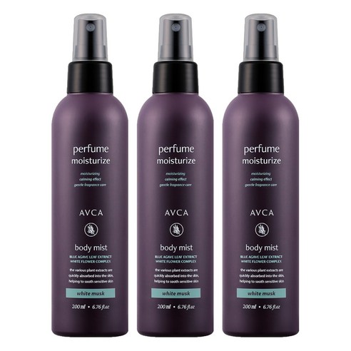 아브카 퍼퓸 대용량 바디 미스트 화이트머스크향, 3개, 200ml
