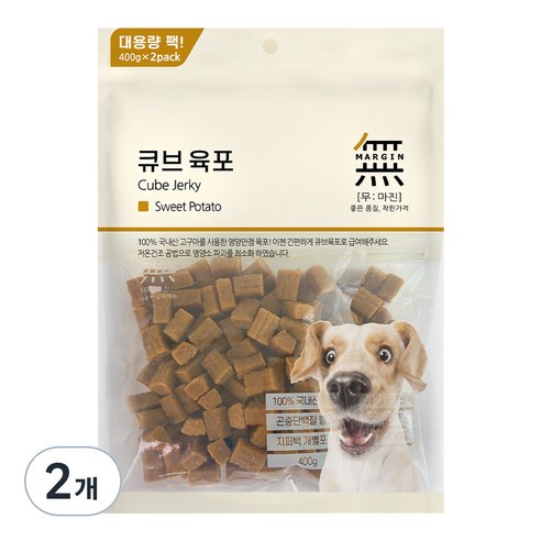 무마진 큐브 육포 강아지 간식 져키, 고구마맛, 800g, 2개