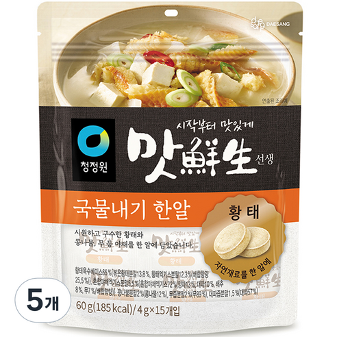 청정원 맛선생 황태 국물내기 한알, 60g, 5개