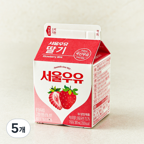 서울우유 딸기 우유, 300ml, 5개