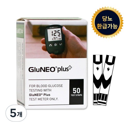 글루네오플러스 혈당시험지, 5개, 50개입