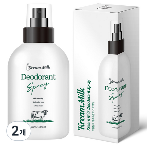 크림밀크 데오드란트 바디 룸 스프레이 화이트머스크향, 200ml, 2개
