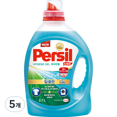 퍼실 하이진젤 드럼용 액상세제 본품, 5개, 2.7L