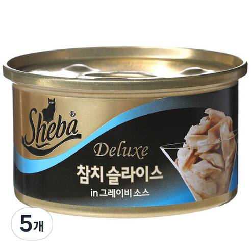 쉬바 디럭스 참치슬라이스 그레이비소스 캔, 참치슬라이스와그레이비소스, 85g, 5개